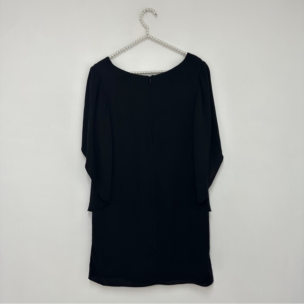 Milly Silk V-Neck Butterfly Sleeve Mini Dress in Black - Picture 4 of 8